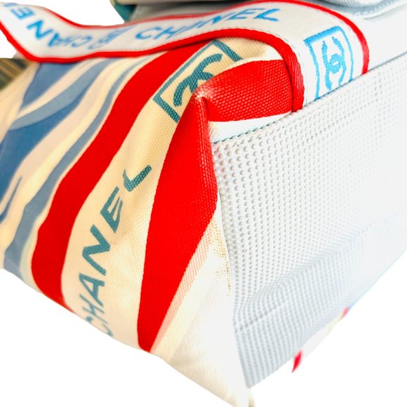 Chanel Bag Cc Surf Mini Beach Blue Canvas Tote - Picture 5 of 11